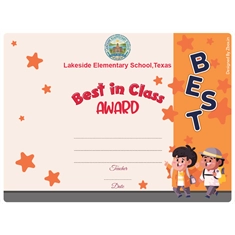 Best in Class Classroom Award Certificate